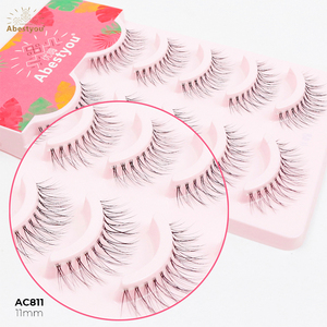 Abestyou 5D Paquete de 5 pares Banda transparente Aspecto natural Wispy Mink Pestañas Fluffy Cat Eye Lashes Tira completa Pestañas postizas - Product Image 4