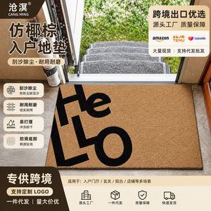 Vast Ocean Imitation Coconut Fiber <b>Doormat</b> Welcome Aircraft Pattern Front Door Mat <b>Washable</b> 18x30 Inch - Product Image 5
