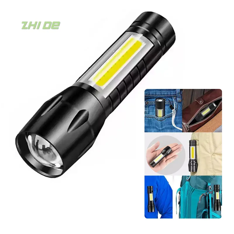 Classic outdoor super bright 9.3CM mini COB waterproof torch portable multi-function LED USB rechargeable flashlight