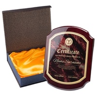 Trophée de luxe en bois gravé effet vieilli avec impression typographique, personnalisable, en forme de bouclier, avec boîte en bois portable, pour la maison
