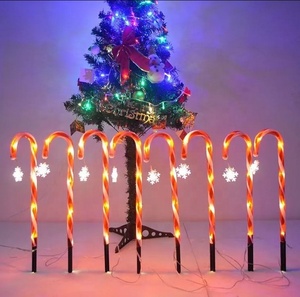 Lampes solaires de Noël <span class=keywords><strong>en</strong></span> forme de canne à sucre pour l'extérieur, 8 LED, à piquer dans le sol, style étoile, indice de protection IP44 - Product Image 1