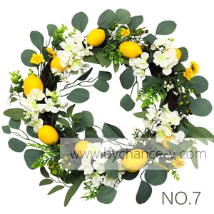 Decoración navideña flores artificiales guirnalda de limón falso corona de limón con hojas para <span class=keywords><strong>chimenea</strong></span> ventanas decoración de puerta delantera - Product Image 6