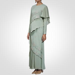 SIPO alta calidad Malasia Baju Kurung con encaje último diseño con Mini falda lápiz plisada con cintura elástica completa - Product Image 2