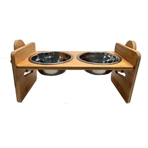 Ciotola d'Acqua per Cani a Doppio Livello Regolabile in Altezza, Mangiatoia in Bambù per Piccoli Animali - Product Image 3