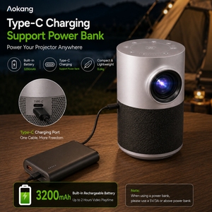 Projecteur intelligent portable de qualité professionnelle, Android 14, ventilateur de refroidissement <span class=keywords><strong>silencieux</strong></span>, batterie intégrée, WiFi 6, mise au point électrique, vidéo - Product Image 6