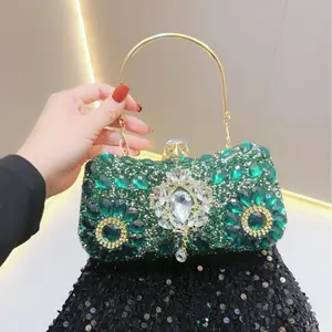 Exquisite Crystal Bags Evening Rhinestone Women Beautiful Rhinestone Chain Clutch Silver New Design Evening Bag