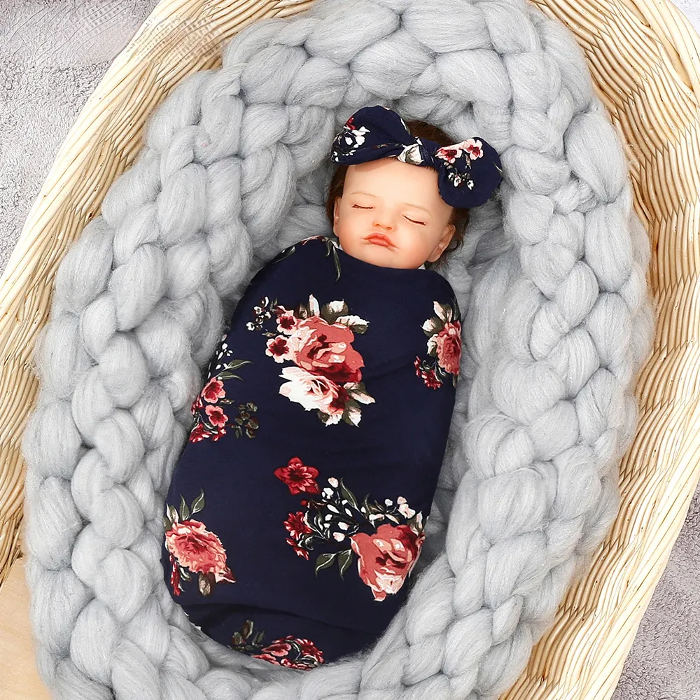 ถุงนอนสำหรับเด็กทารกแรกเกิด,ผ้าห่อตัวลายดอกไม้ผ้านุ่มพิเศษปีชิ้น/เซ็ต3