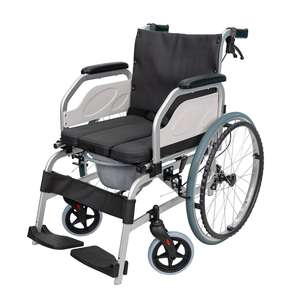 كرسي متحرك من سبائك الألومنيوم مع مرحاض، كرسي متحرك قابل للطي مع مرحاض 4 في 1، كرسي حمام بجانب السرير - Product Image 1