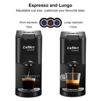 Cafetera Espresso 3 en 1, 19 Bares, 1450W, Compatible con Cápsulas Nespresso, Dolce Gusto y Café en Polvo, para Hogar y Oficina