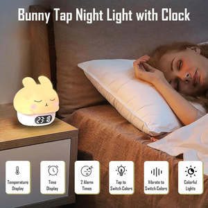 <span class=keywords><strong>Veilleuse</strong></span> avec minuterie d'arrêt automatique 10 20 30 min, lampe d'aide au sommeil rechargeable en silicone en forme de <span class=keywords><strong>lapin</strong></span>, horloge de bureau pour chambre d'enfant - Product Image 3