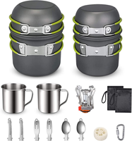 Ensemble de cuisine de camping en acier inoxydable très vendu, pack méga avec casseroles et poêles d'une capacité de 1 à 2 L