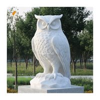 Vente chaude Décoration de jardin d'extérieur Statues de hiboux en pierre de marbre blanc Sculpture