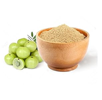 Poudre de feuilles d'Amla de qualité supérieure, dérivée de la plante Emblica Officinalis, matière première végétale botanique, approvisionnement en vrac, première qualité, en bouteille