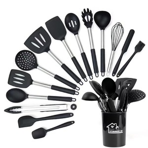 15 Piece Silicone Kitchen Utensil Set Non Stick Heat Resistant Cooking <b>Tools</b> With Storage Holder For Home Kitchen Use - Product Image 1