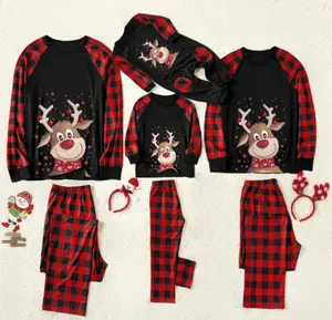 Aile noel pijama Set geyik anne çocuk yetişkin bebek Xmas aile eşleştirme kıyafetler 2023 noel pijama aile giysileri