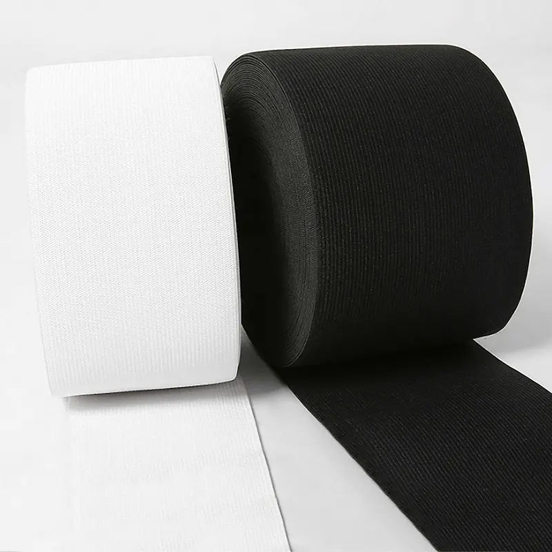 De 50mm venta al por mayor de alta calidad de banda elástica blanco y negro Color elástico varios plana de tamaño cordón elástico