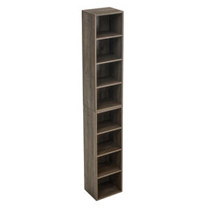 Db 8 Tier <b>Media</b> Tower Rack Adjustable Slim Storage Cabinet Tall Narrow Bookcase For Living Room Modern Wood Design - Product Image 3