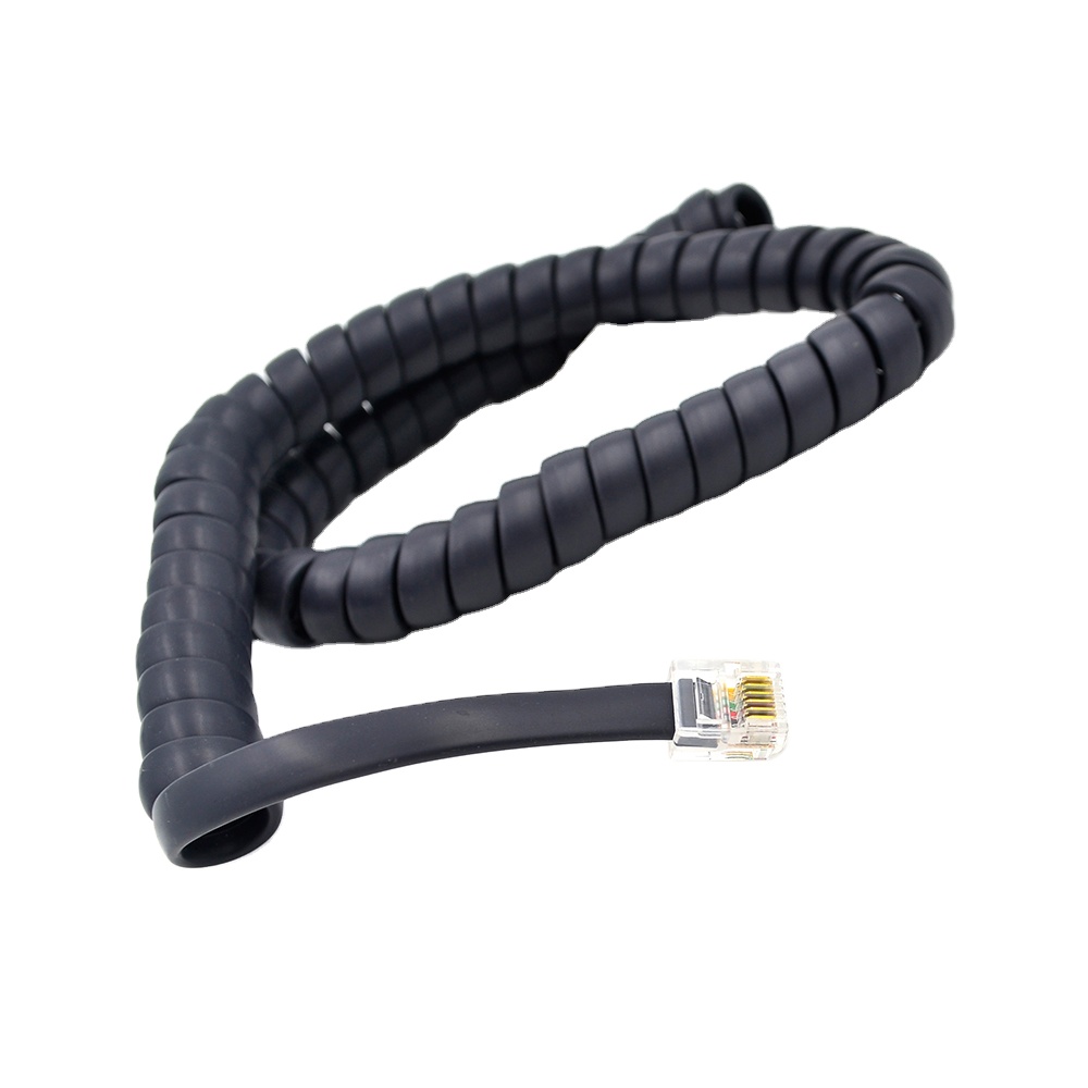 Rhinocables RJ10 Coiled Phone Cable For Corded Handset Telephones Curly