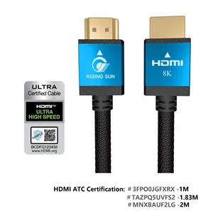 Sertifikalı son 1M Hdmi kablosu desteği Hdmi vuruşlu Switcher Ultra yüksek hızlı 48gbps 7680p 8K 60hz 4K 120Hz çözünürlüklü HDMI kablosu