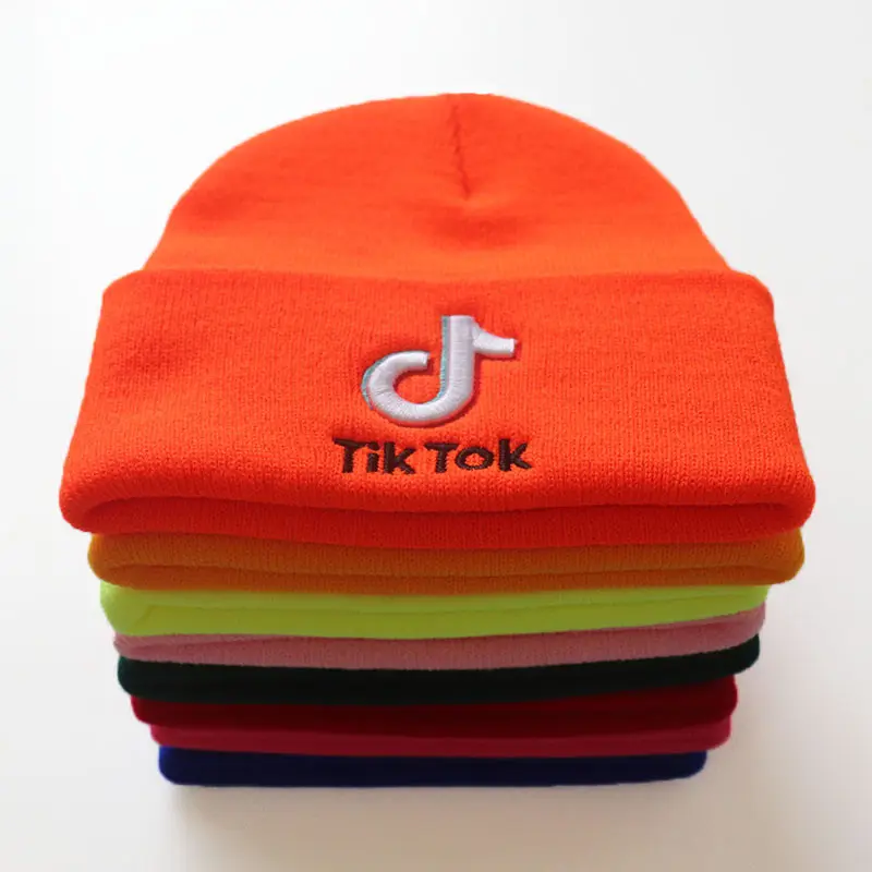 Warm Hat 100% Acrylic Embroidered Pattern Unisex Men Women Knitted Ski Winter Tik Tok Hat
