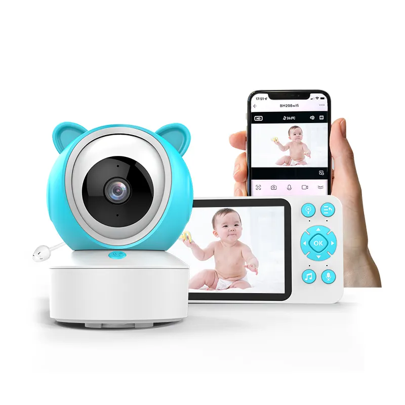 Wireless 1080P WiFi APP Cry Tracking Detect Baby Monitor 5-inch LCD Screen Baby Camera Two-way audio