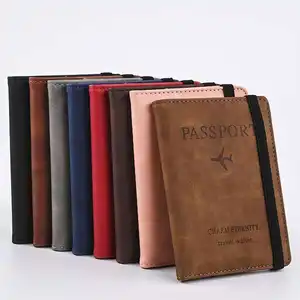 Accessoires de voyage femmes hommes Vintage affaires passeport couvre titulaire multi-fonction ID carte bancaire étui portefeuille en cuir PU