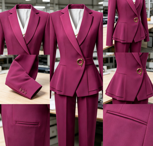 Conjunto Feminino de Inverno <span class=keywords><strong>Formal</strong></span> de 2 Peças: Blazer e Calça com Botões Decorativos, 100% Poliéster, Antirrugas, Gola Entalhada, 200gsm - Product Image 6