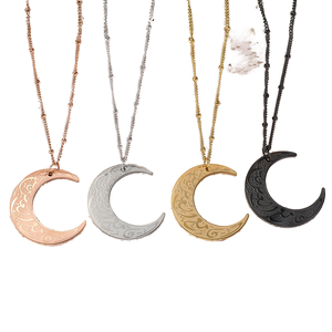 Collar con colgante de luna creciente en oro rosa, plata, oro, aleación negra, estilo bohemio, regalo de joyería unisex - Product Image 1