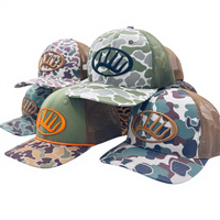 Gorras de camionero Born Rugged Fishing Hook Camouflage 112 con logo de parche tejido personalizado, gorra deportiva para exteriores, OEM Vietnam Headwear Caps