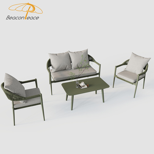 Ensemble <span class=keywords><strong>de</strong></span> meubles d'extérieur modernes pour villa, terrasse, cour, ensemble <span class=keywords><strong>de</strong></span> canapés <span class=keywords><strong>de</strong></span> <span class=keywords><strong>jardin</strong></span> en aluminium et rotin, 4 pièces - Product Image 2