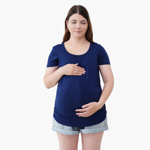 ชุดนอนผ้าไผ่สำหรับผู้หญิงไซส์ใหญ่ เสื้อยืดแขนสั้นสำหรับคุณแม่ตั้งครรภ์พร้อมบราให้นม ชุดคลุมท้องไซส์ใหญ่ ชุดนอนผ้าไผ่โมดอลไซส์ใหญ่ - Product Image 4