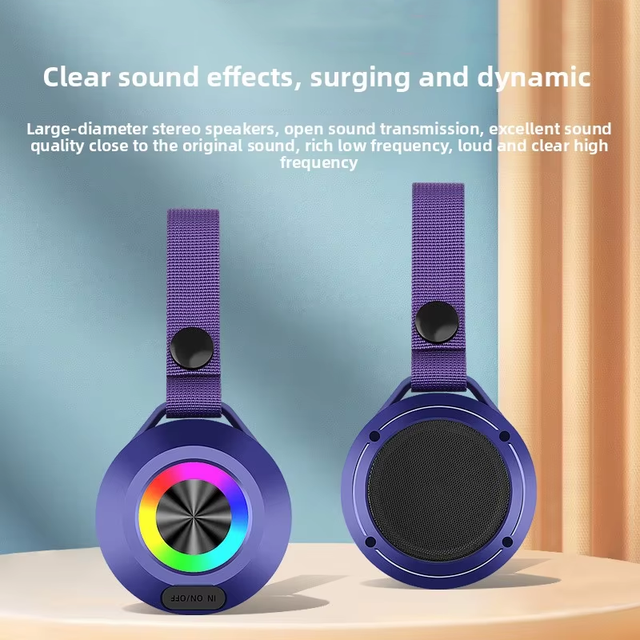 Mini Outdoor Waterproof Bluetooth Speaker Portable BT with High Volume Backpack for Easy Carrying Lamp and Audio System