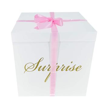 Cesto Regalo In Corda Di Cotone Con Sacchetto Cellophane E Nastro – Rosa/Bianco, 30x20x12 Cm – Kit Per Baby Shower, Matrimoni, Natale - 2