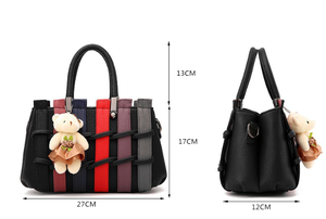 Sacs à Main <span class=keywords><strong>Tendance</strong></span> pour Femmes avec Pendentif Ours, Grande Capacité, Épaule Tissée à la Main, Designer en Cuir PU, pour Voyage Quotidien - Product Image 3