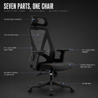 Chaise de bureau pivotante A207 en maille, réglable en hauteur, avec fonction d'inclinaison, design moderne pour bureau, maison, atelier