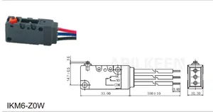 Produk laris tipe tombol tanpa tuas disegel tahan air IP67 SPDT sakelar mikro dengan kabel tombol kawat