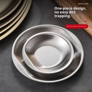 Piatto per Barbecue Moderno in Acciaio Inox 304 Stile Coreano, Piatto Dorato Poco Profondo, Piatto per Torte a Fondo Piatto, per Feste - Product Image 2