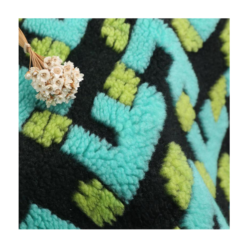 Factory Wholesale Lamb Cashmere Knitted Letter Jacquard Sherpa Wool Fabric, Suitable for Clothing Home Textile Fabric