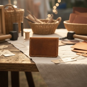 Boshiho Handmade Cowhide Leather Id <b>Card</b> <b>Holder</b> <b>Wallet</b> Crazy Horse Credit <b>Cards</b> <b>Wallets</b> for Id <b>Cards</b> Minimalist Design - Product Image 6