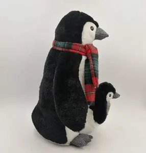 OEM/ODM-pingüino de 15 pulgadas con bebé, juguetes suaves de Navidad, regalo para niños, juguete de felpa suave de alta calidad, venta al por mayor