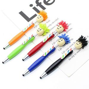 Nouveau style de tête de poupée en peluche, cadeau de Noël promotionnel, stylet tactile avec logo plastique personnalisé, motif visage souriant de dessin animé - Product Image 4