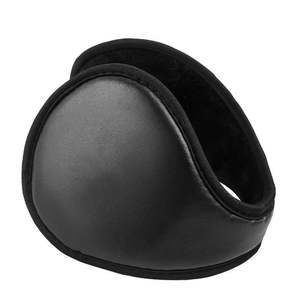 Couvre-oreilles en PU pour hommes, noirs, épais, chauds et protecteurs pour l'hiver, pour le cyclisme, à porter après application d'huile sur la peau - Product Image 1