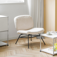 Fauteuil simple en laine d'agneau bouclée de style nordique avec structure en alliage d'acier pour salon, chambre à coucher, salle de séjour, fauteuil d'appoint design et de détente