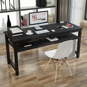 Bureau d'ordinateur moderne et simple, plateau en bois, structure en acier, double niveau, table d'étude à domicile MLS 01 - Product Image 3