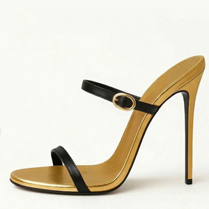 Mules à talons hauts pour femmes, à double bride, bout ouvert, grande taille 45, patchwork de couleurs, chaussures de soirée à coupe large - Product Image 3