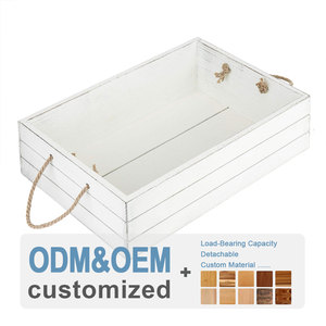 Caisses à palettes de pommes en <span class=keywords><strong>bois</strong></span> blanc solide et bon marché Petit bac organisateur de rangement décoratif en <span class=keywords><strong>bois</strong></span> avec poignées en corde - Product Image 1