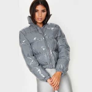 blue vinyl puffer jacket