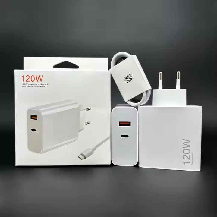 Ensemble chargeur 120W avec prise européenne blanche