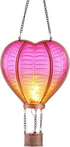 فانوس شمسي LED صغير على شكل بالون هواء ساخن على شكل قلب، إضاءة زينة مقاومة للماء للحدائق والمناسبات - Product Image 3