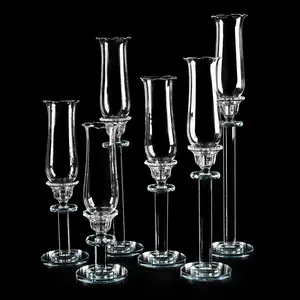 GJ-CH05-1 Wholesale Crystal Candelabra Wedding glass candlestick Set Of 6 Glass Candle Holder candlesticks for home wedding